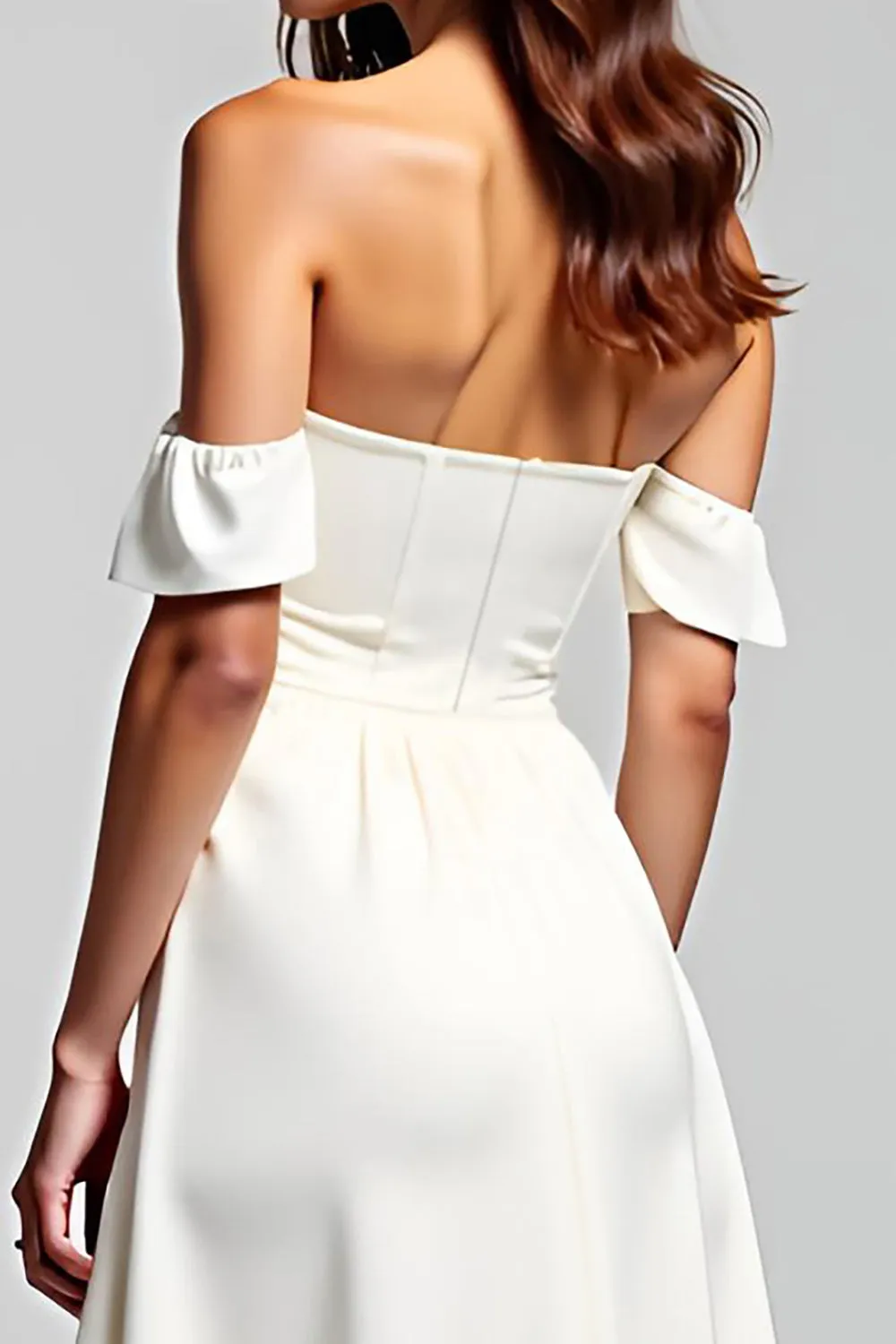 A Line White Off The Shoulder Chiffon Long Formal Dress sold by Zapaka product image thumbnail 4