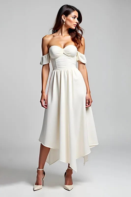 A Line White Off The Shoulder Chiffon Long Formal Dress sold by Zapaka