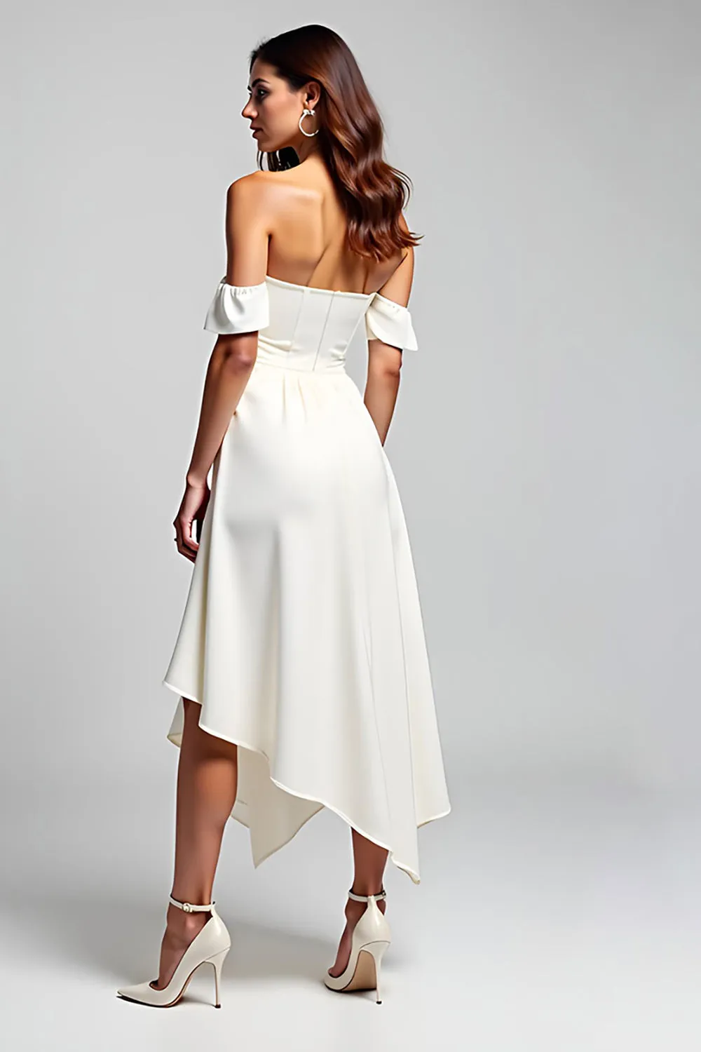 A Line White Off The Shoulder Chiffon Long Formal Dress sold by Zapaka product image thumbnail 2