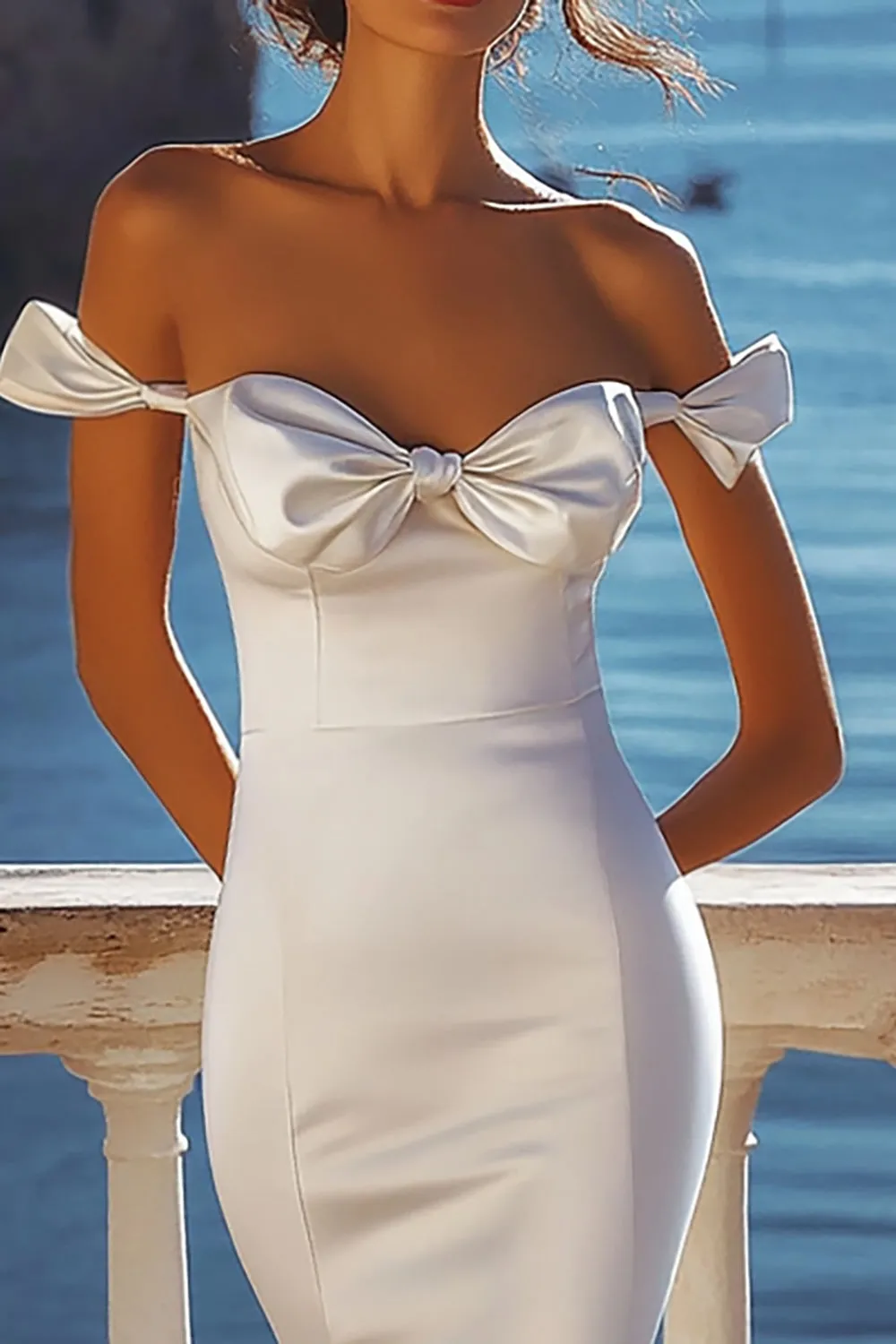 Mermaid White Off The Shoulder Wedding Dress with Slit sold by Zapaka product image thumbnail 2