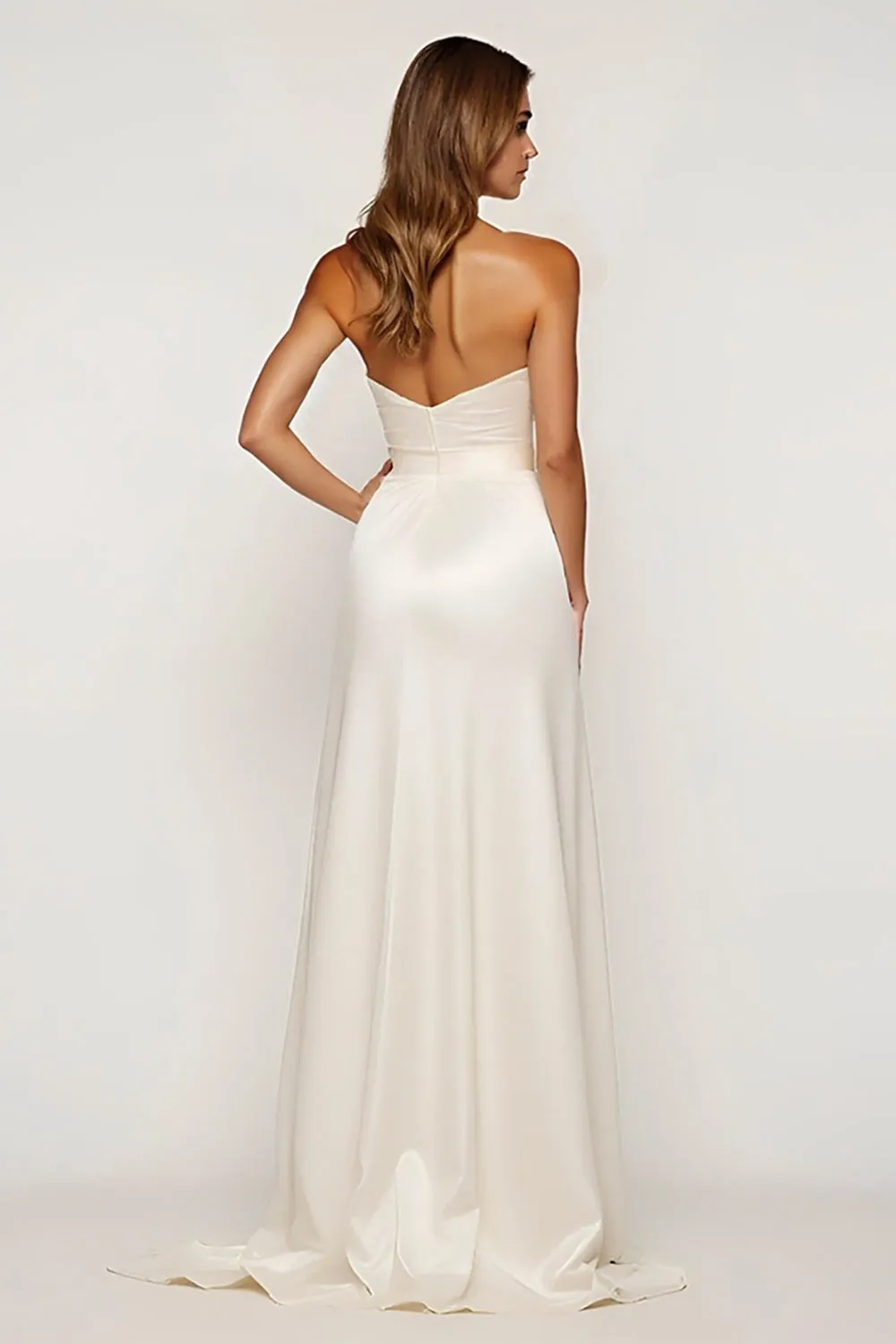 Ivory Strapless Sheath Wedding Dress with Slit sold by Zapaka product image thumbnail 2