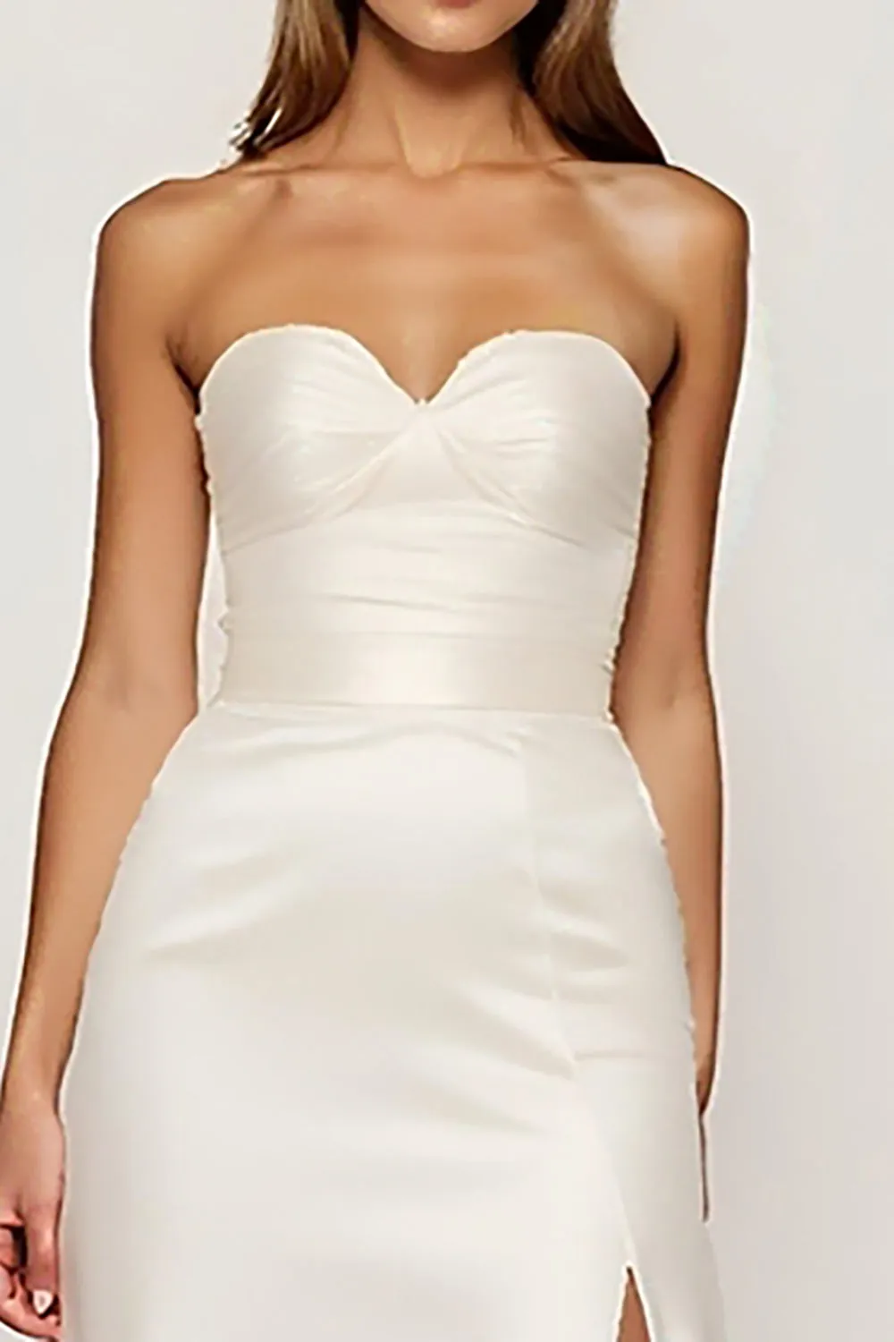 Ivory Strapless Sheath Wedding Dress with Slit sold by Zapaka product image thumbnail 3