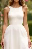 Ivory A Line Chiffon Long Wedding Dress with Slit sold by Zapaka