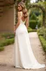 Ivory A Line Chiffon Long Wedding Dress with Slit sold by Zapaka