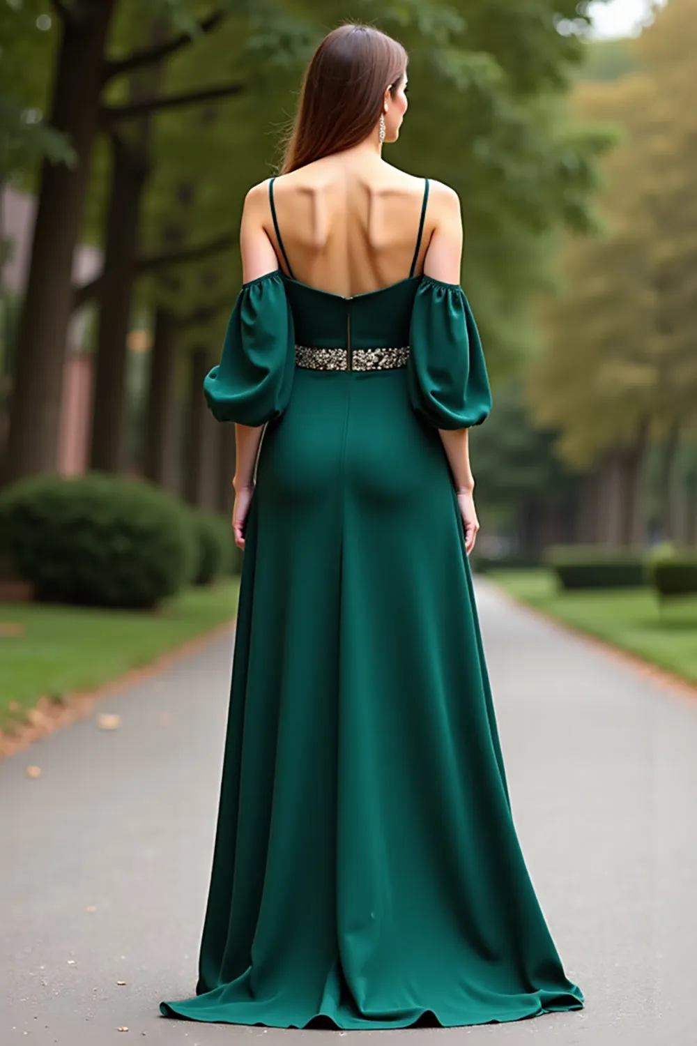 Dark Green A Line Beaded Spaghetti Straps Formal Dress sold by Zapaka product image thumbnail 2