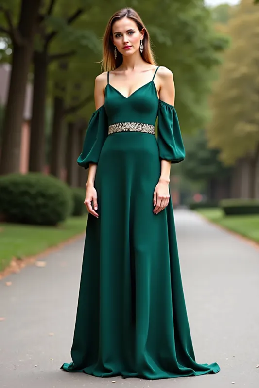 Dark Green A Line Beaded Spaghetti Straps Formal Dress sold by Zapaka