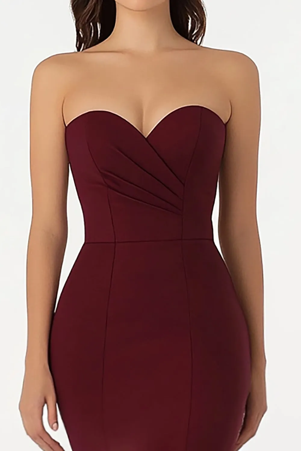 Burgundy Mermaid Strapless Formal Dress sold by Zapaka product image thumbnail 2