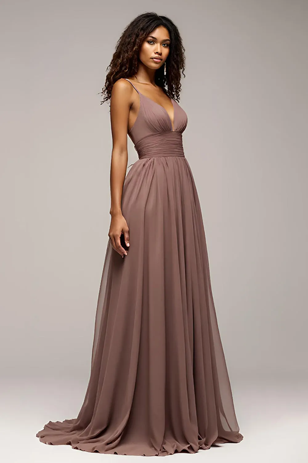 Dusk V-Neck A Line Long Formal Dress With Slit sold by Zapaka product image thumbnail 3