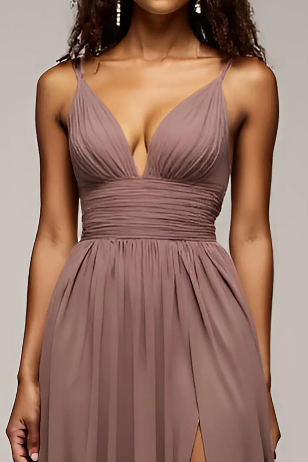 Dusk V-Neck A Line Long Formal Dress With Slit sold by Zapaka product image thumbnail 4