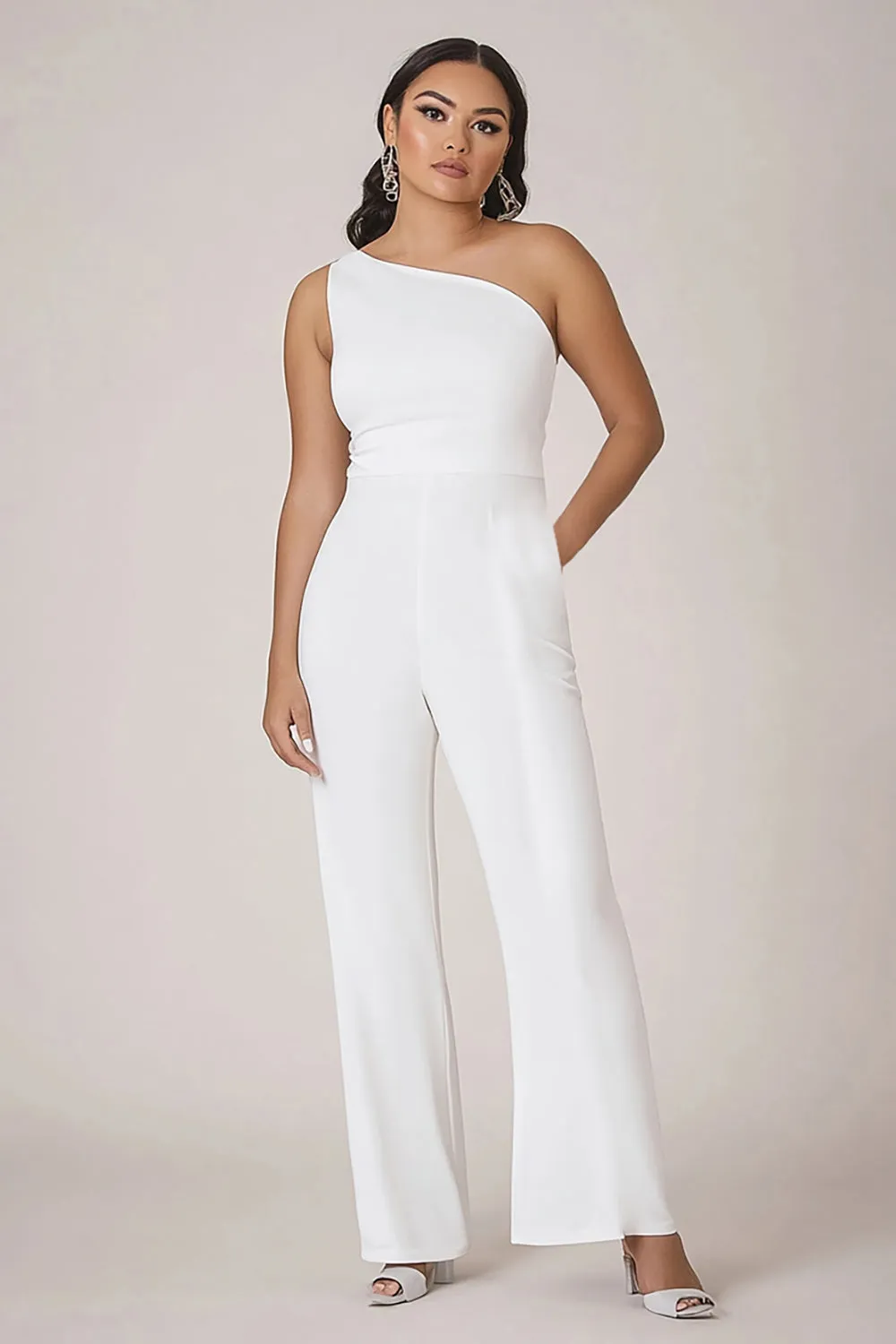 White One Shoulder 2 Pieces Women Formal Jumpsuits sold by Zapaka