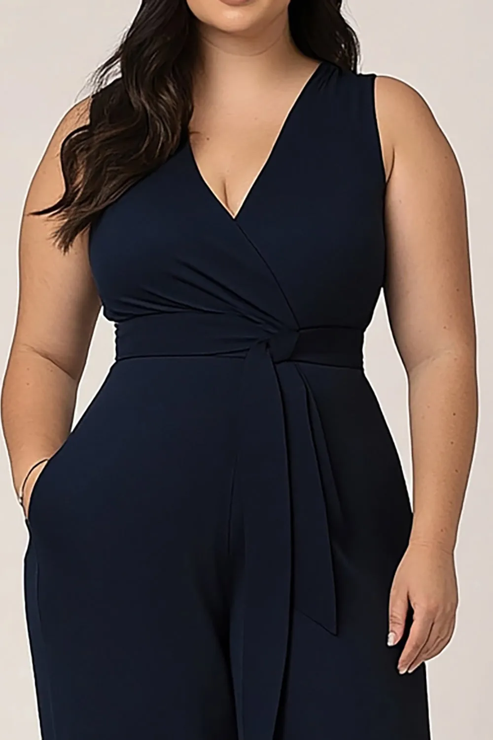 Plus Size Navy V-Neck Long Women Jumpsuits sold by Zapaka product image thumbnail 2