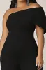 Plus Size Black One Shoulder Women Jumpsuits sold by Zapaka