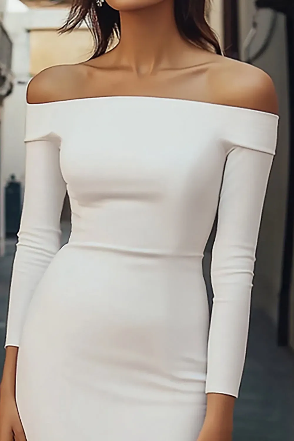 Bodycon White Off The Shoulder Short Graduation Dress sold by Zapaka product image thumbnail 2