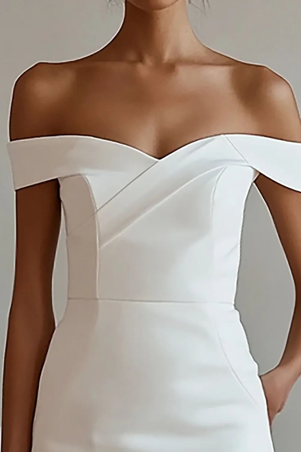 White Off The Shoulder Short Bodycon Graduation Dress sold by Zapaka product image thumbnail 2