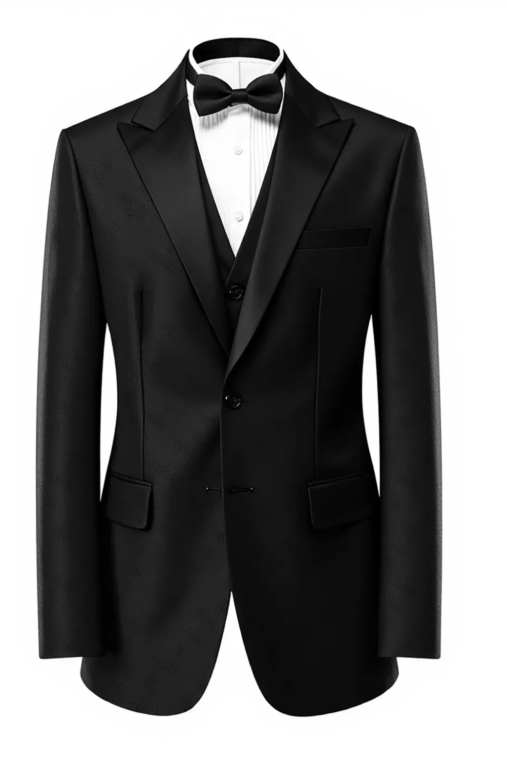 Men's Black One Button 2 Pieces Peak Lapel Formal Suits sold by Zapaka