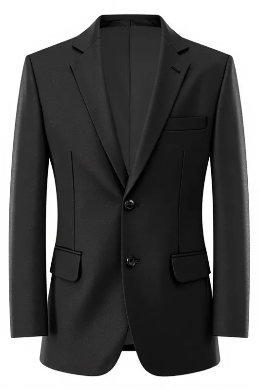 Black Double Breasted Notched Lapel Men's Blazer sold by Zapaka