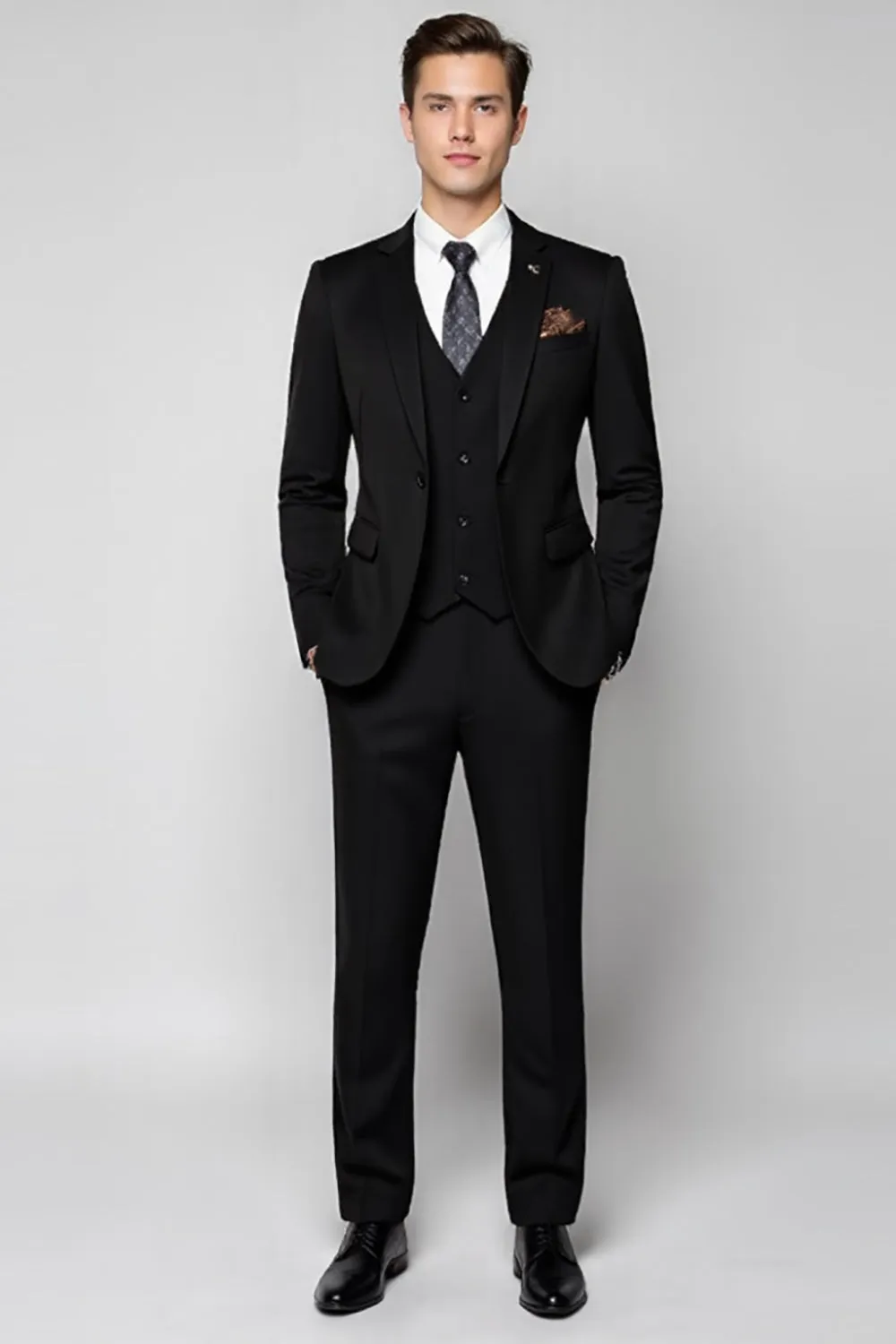 Black Notched lapel 3-Piece Single Breasted Men's Formal Suits sold by Zapaka