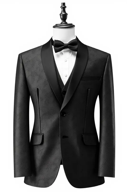Men's Black Shawl Lapel 3 Pieces Prom Suits sold by Zapaka