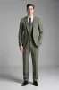 Grey Green 3 Piece Notched Lapel Plaid Men's Suits sold by Zapaka