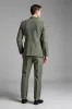 Grey Green 3 Piece Notched Lapel Plaid Men's Suits sold by Zapaka