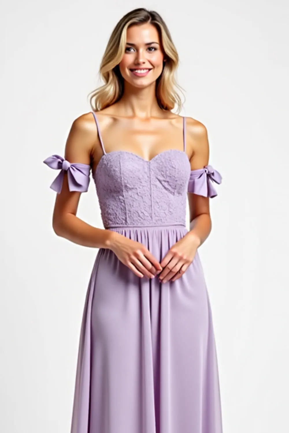 Purple Corset Lace Bridesmaid Dress With Bows sold by Zapaka product image thumbnail 4