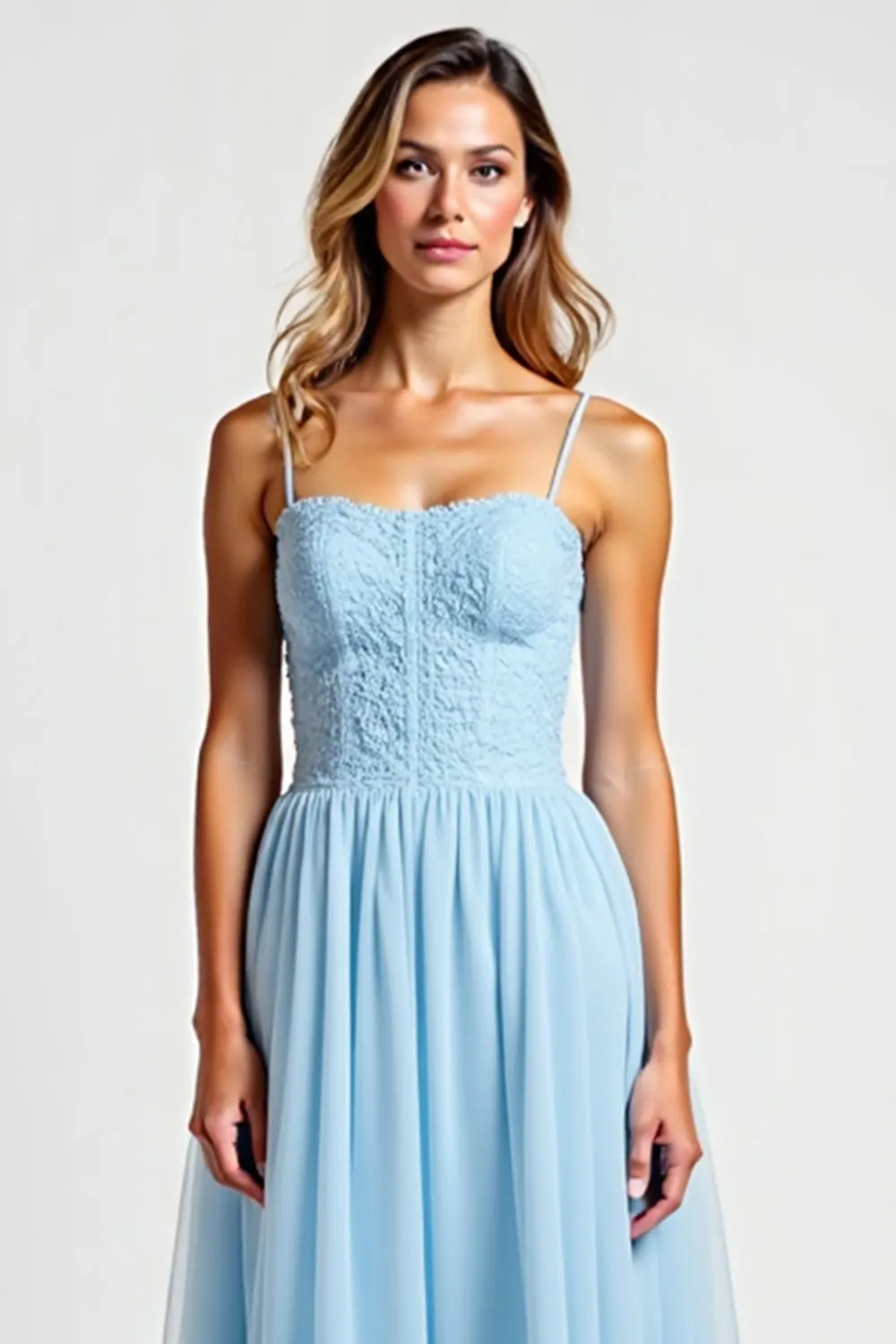 Lace A Line Sky Blue Bridesmaid Dress sold by Zapaka product image thumbnail 4