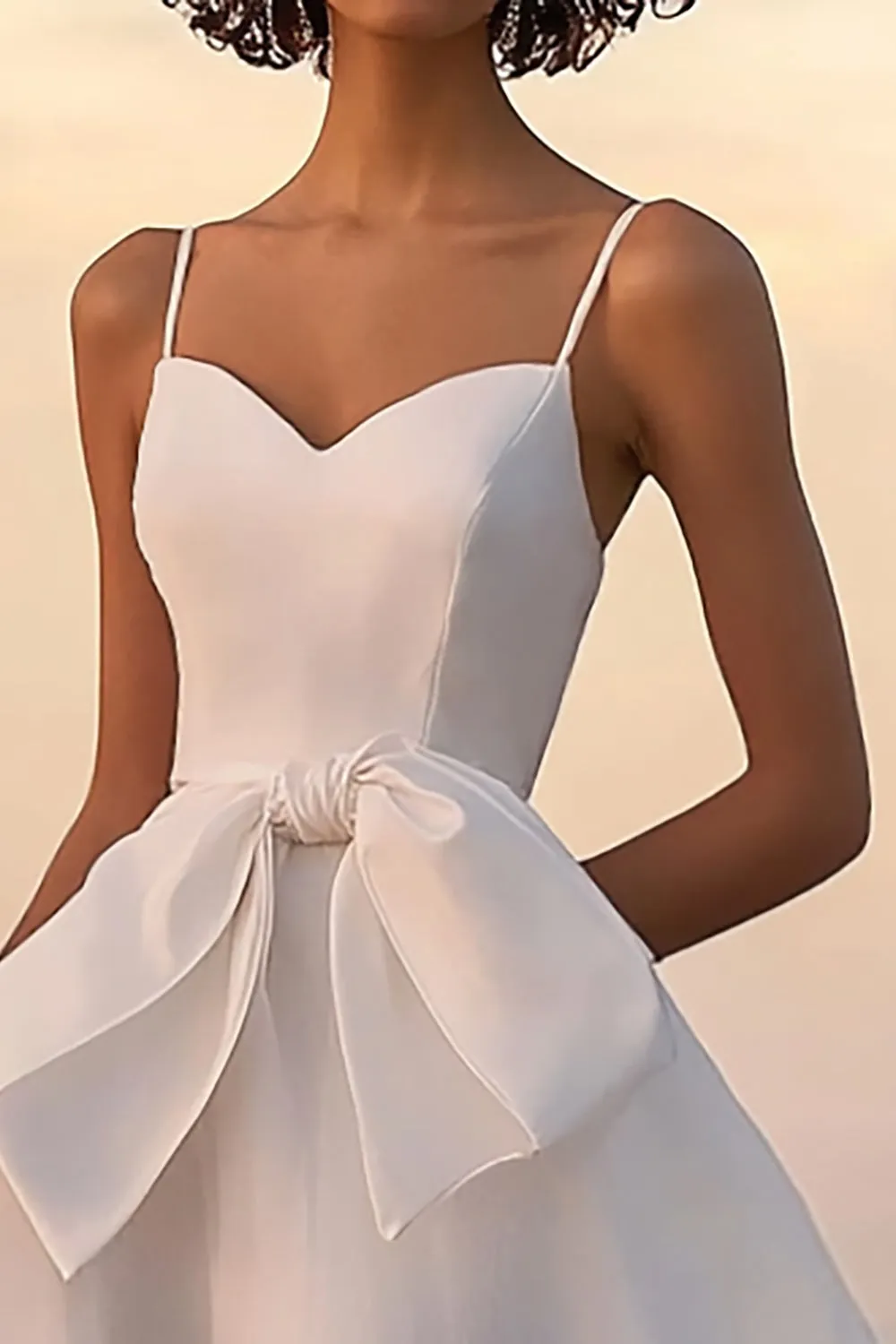 A Line Satin White Graduation Dress With Bows sold by Zapaka product image thumbnail 2