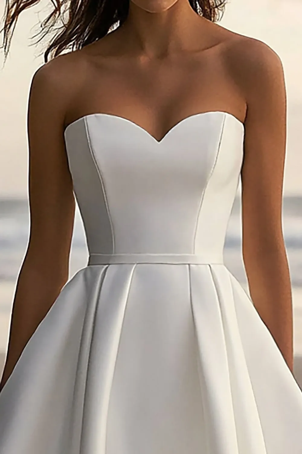 Sweetheart A Line Satin White Graduation Dress sold by Zapaka product image thumbnail 2
