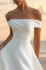 White Off The Shoulder Satin Graduation Dress sold by Zapaka