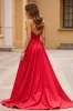 Red A Line Lace Sweetheart Long Prom Dress with Slit sold by Zapaka