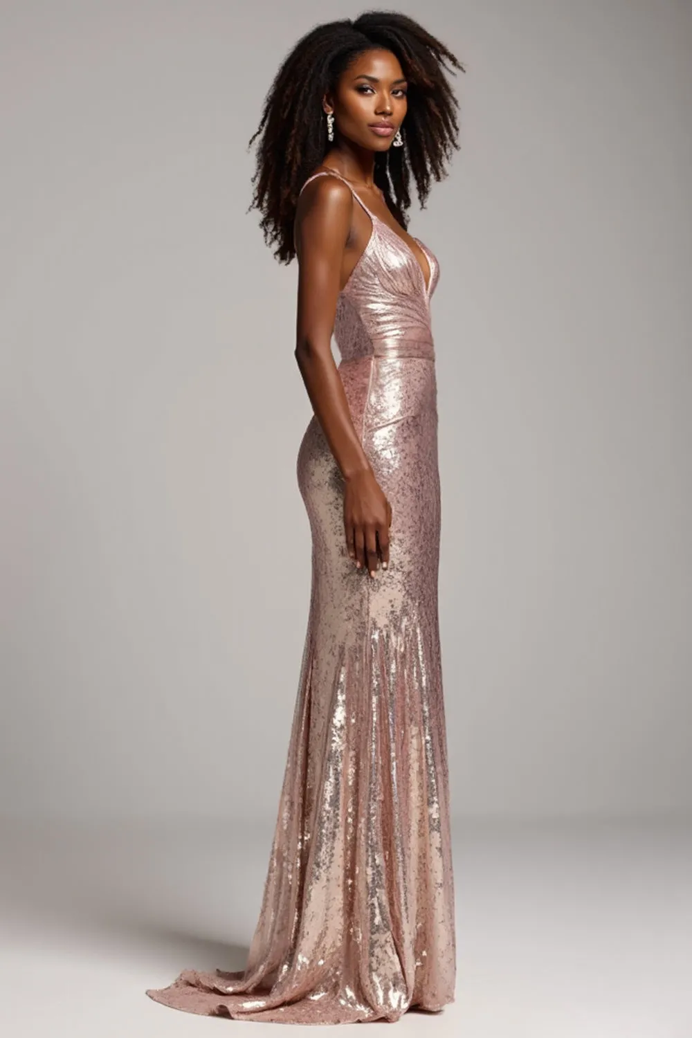 Dusty Rose Sheath Spaghetti Straps Sequins Prom Dress sold by Zapaka product image thumbnail 3