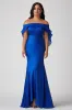 Mermaid Royal Blue Off The Shoulder Plus Long Formal Dress sold by Zapaka