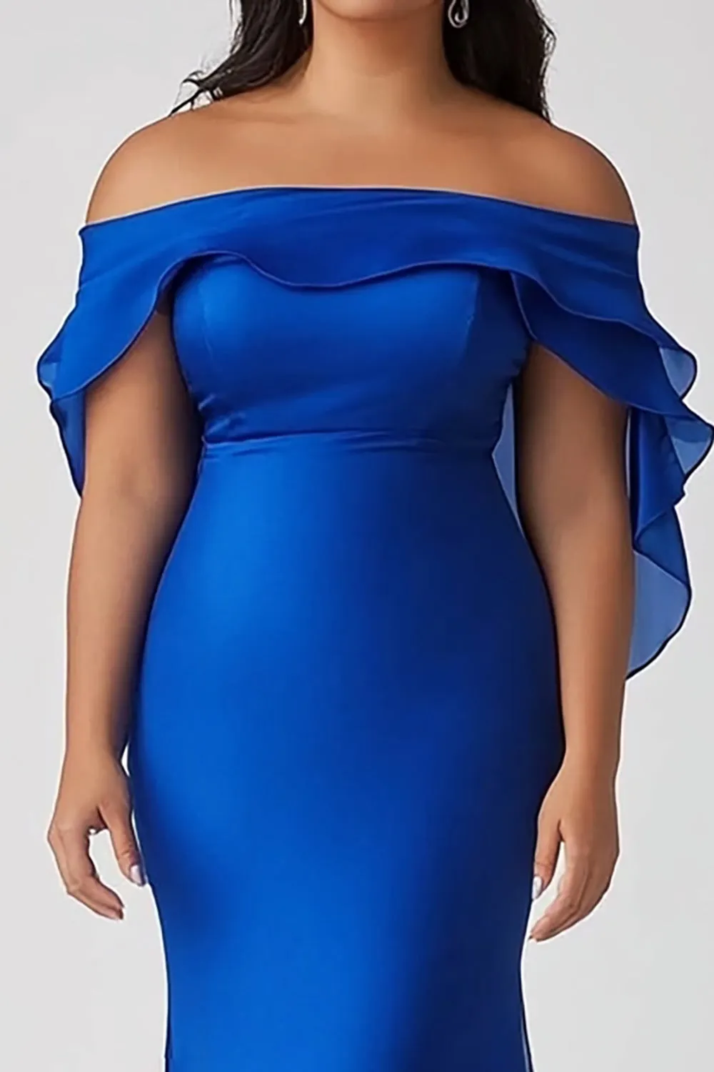 Mermaid Royal Blue Off The Shoulder Plus Long Formal Dress sold by Zapaka product image thumbnail 2