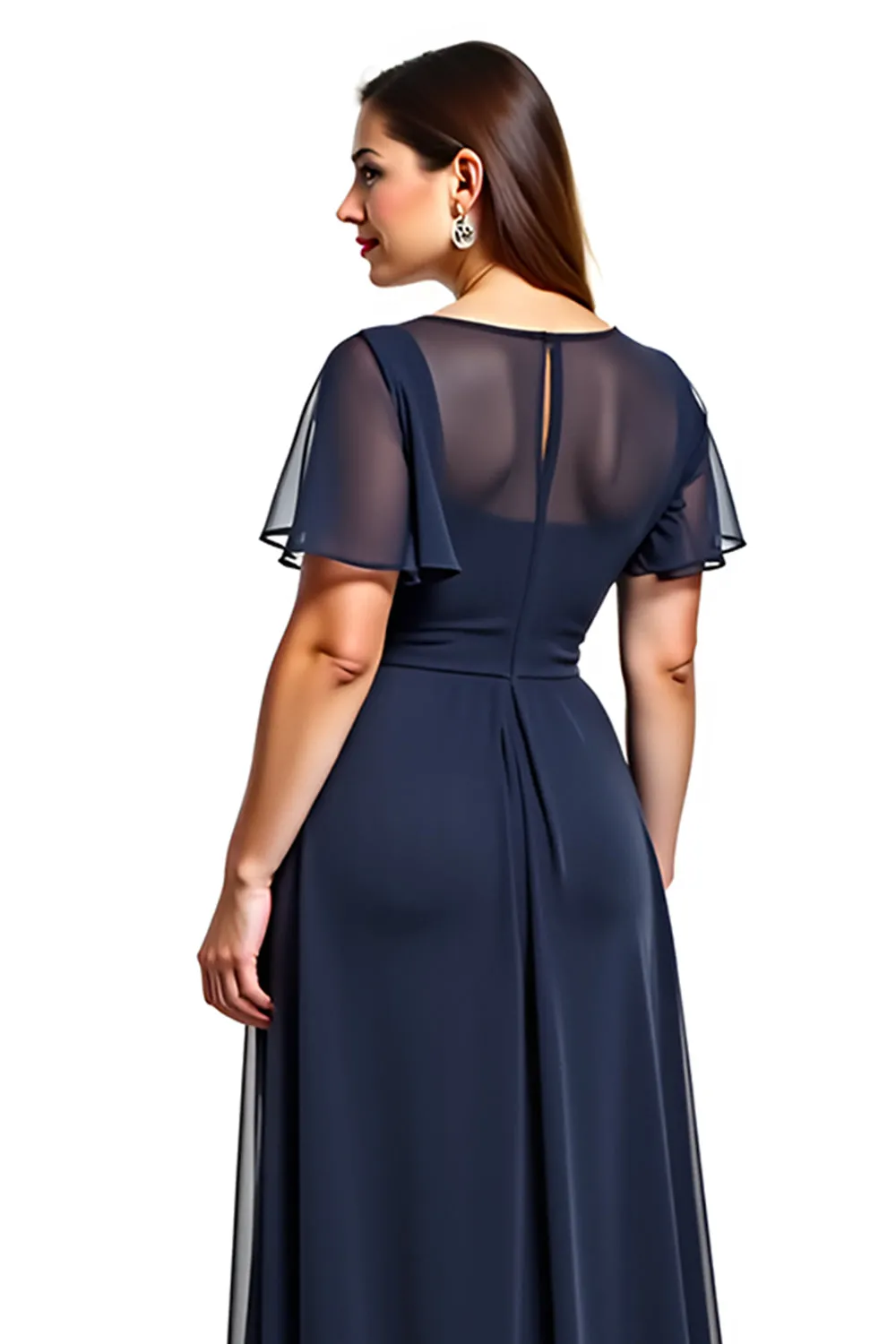 Navy Round Neck Sheath Cut Out Mother Of Bride Dress sold by Zapaka product image thumbnail 4