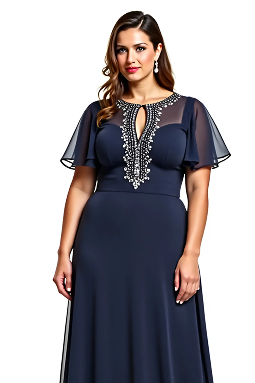 Navy Round Neck Sheath Cut Out Mother Of Bride Dress sold by Zapaka product image thumbnail 3