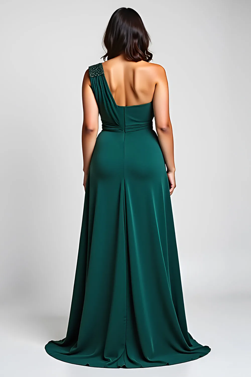 Dark Green One Shoulder Sheath Long Mother Of Bride Dress sold by Zapaka product image thumbnail 2