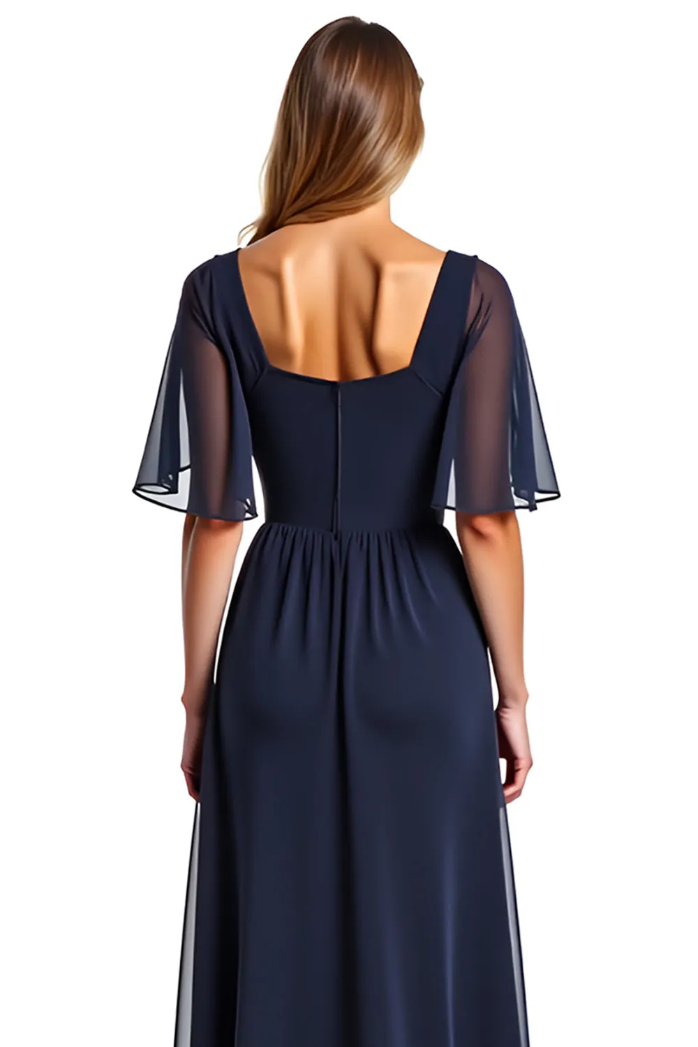 Navy Short Sleeves Sheath Long Mother Of Bride Dress sold by Zapaka product image thumbnail 5