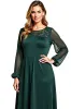 Sheath Pine Round Neck Long Mother Of Bride Dress sold by Zapaka
