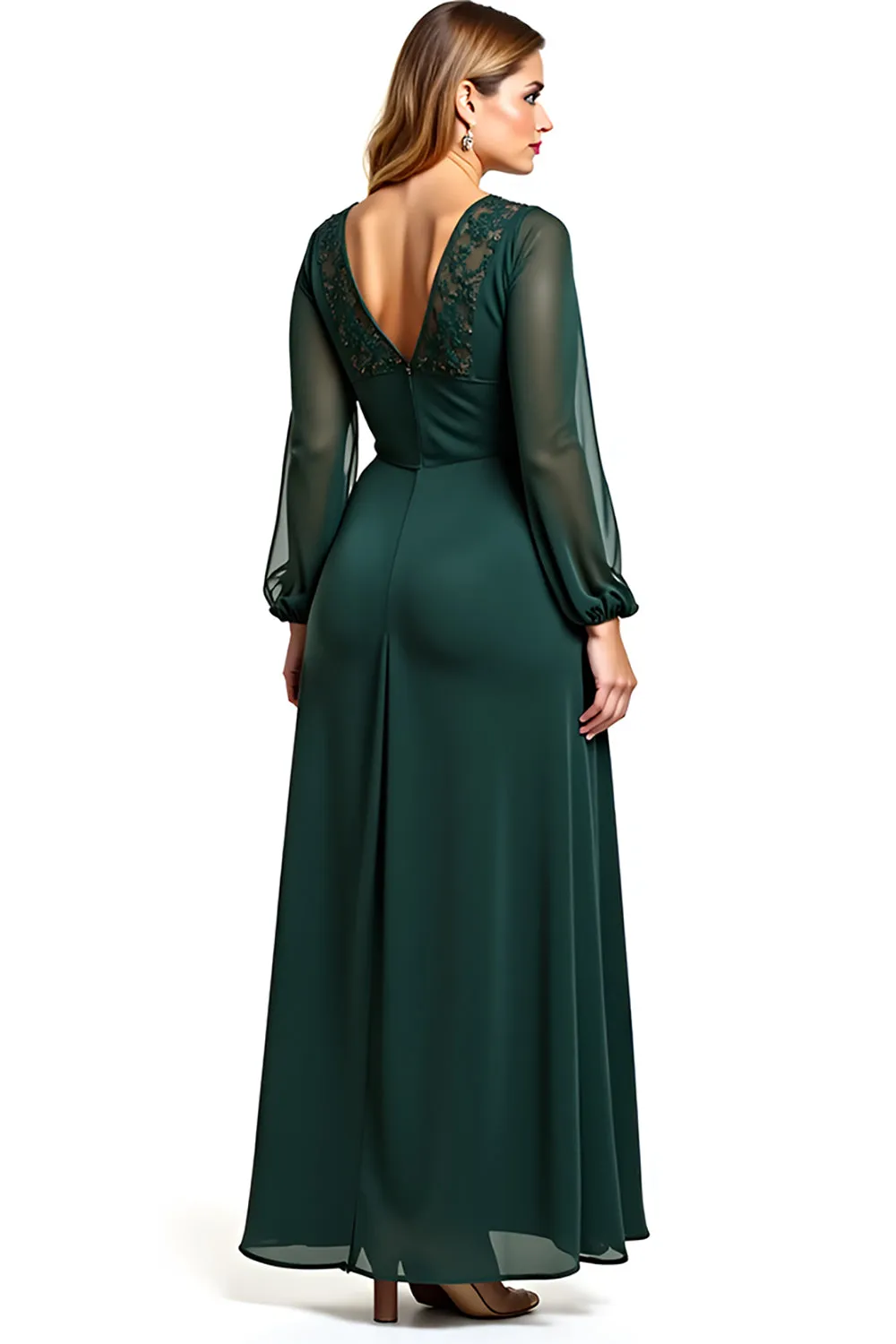 Sheath Pine Round Neck Long Mother Of Bride Dress sold by Zapaka product image thumbnail 2