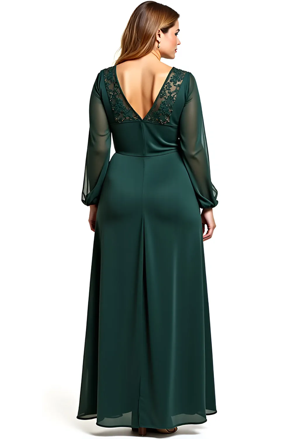 Sheath Pine Round Neck Long Mother Of Bride Dress sold by Zapaka product image thumbnail 3