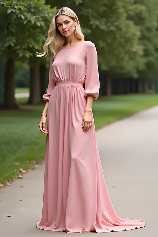 Half Sleeves Pink Chiffon A Line Mother of the Bride Dress sold by Zapaka
