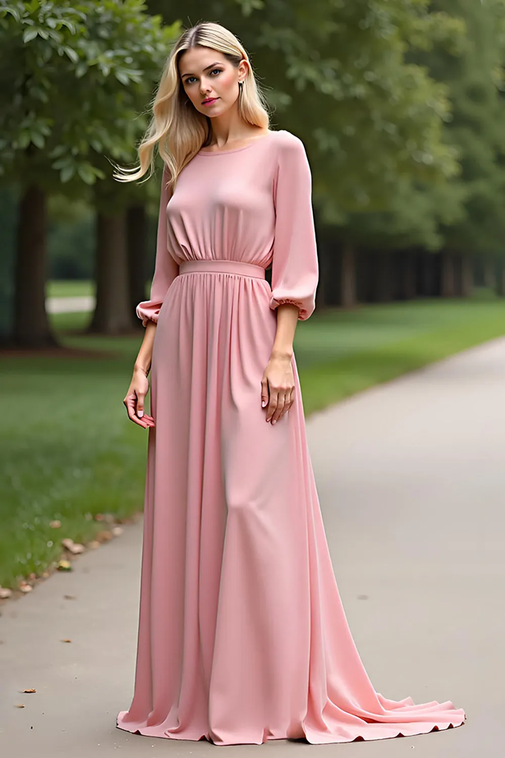 Half Sleeves Pink Chiffon A Line Mother of the Bride Dress sold by Zapaka
