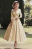 Champagne A Line 3/4 Sleeves V Neck Mother of the Bride Dress sold by Zapaka