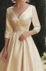 Champagne A Line 3/4 Sleeves V Neck Mother of the Bride Dress sold by Zapaka
