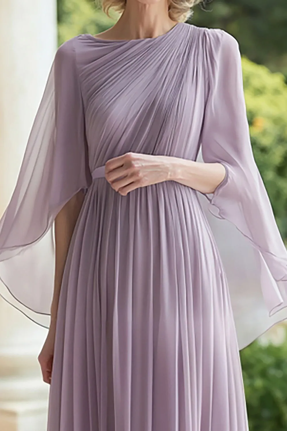 Lilac A Line Chiffon Pleated Mother of the Bride Dress sold by Zapaka product image thumbnail 2