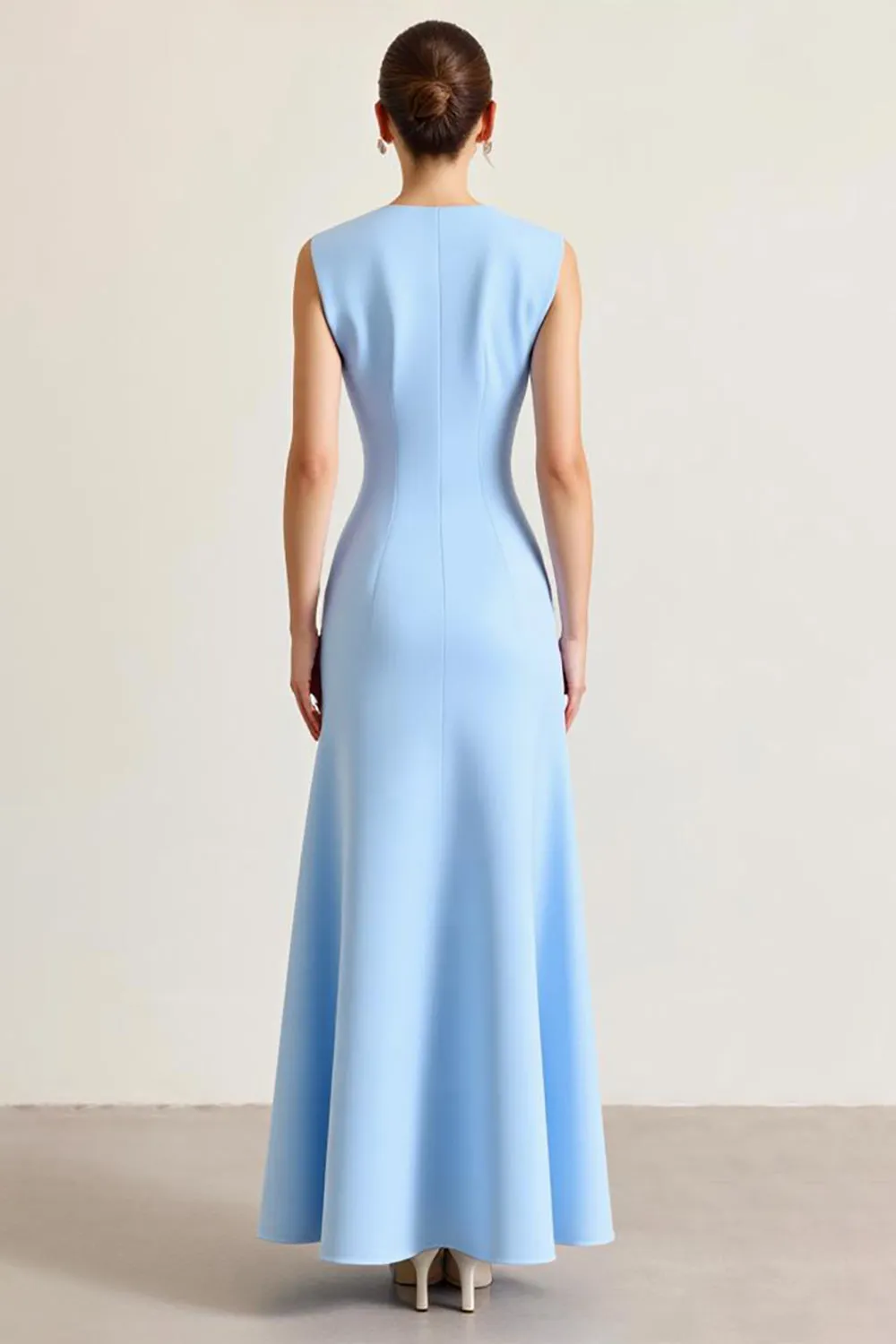 Sky Blue Ruched Sheath Formal Dress with Slit sold by Zapaka product image thumbnail 2