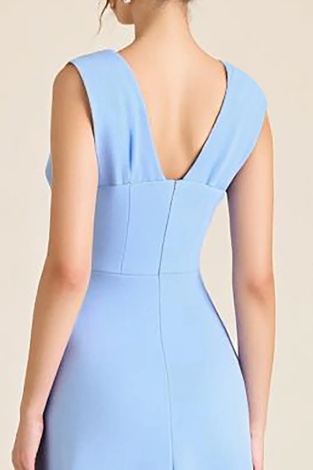 Sky Blue Mermaid V Neck Long Formal Dress with Flowers sold by Zapaka product image thumbnail 4