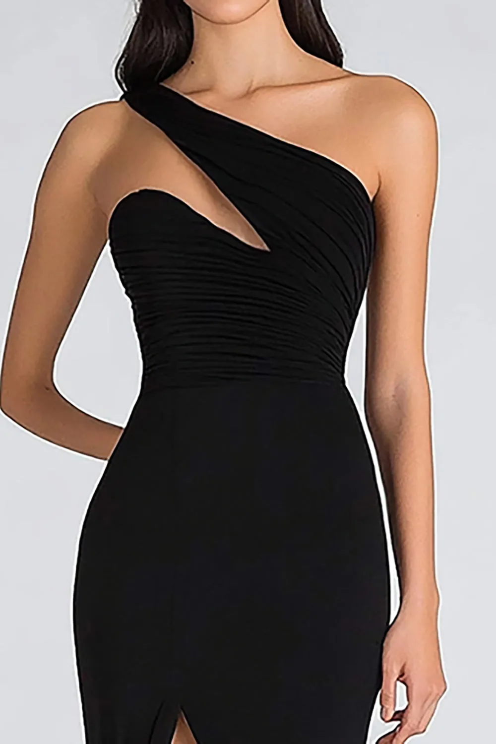 One Shoulder Black Mermaid Chiffon Formal Dress sold by Zapaka product image thumbnail 2