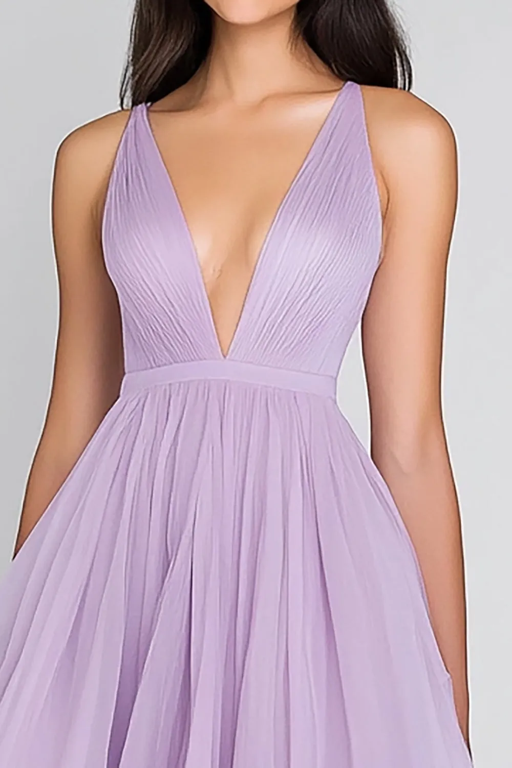 Lilac A Line V-Neck Tiered Ruffles Formal Dress sold by Zapaka product image thumbnail 2