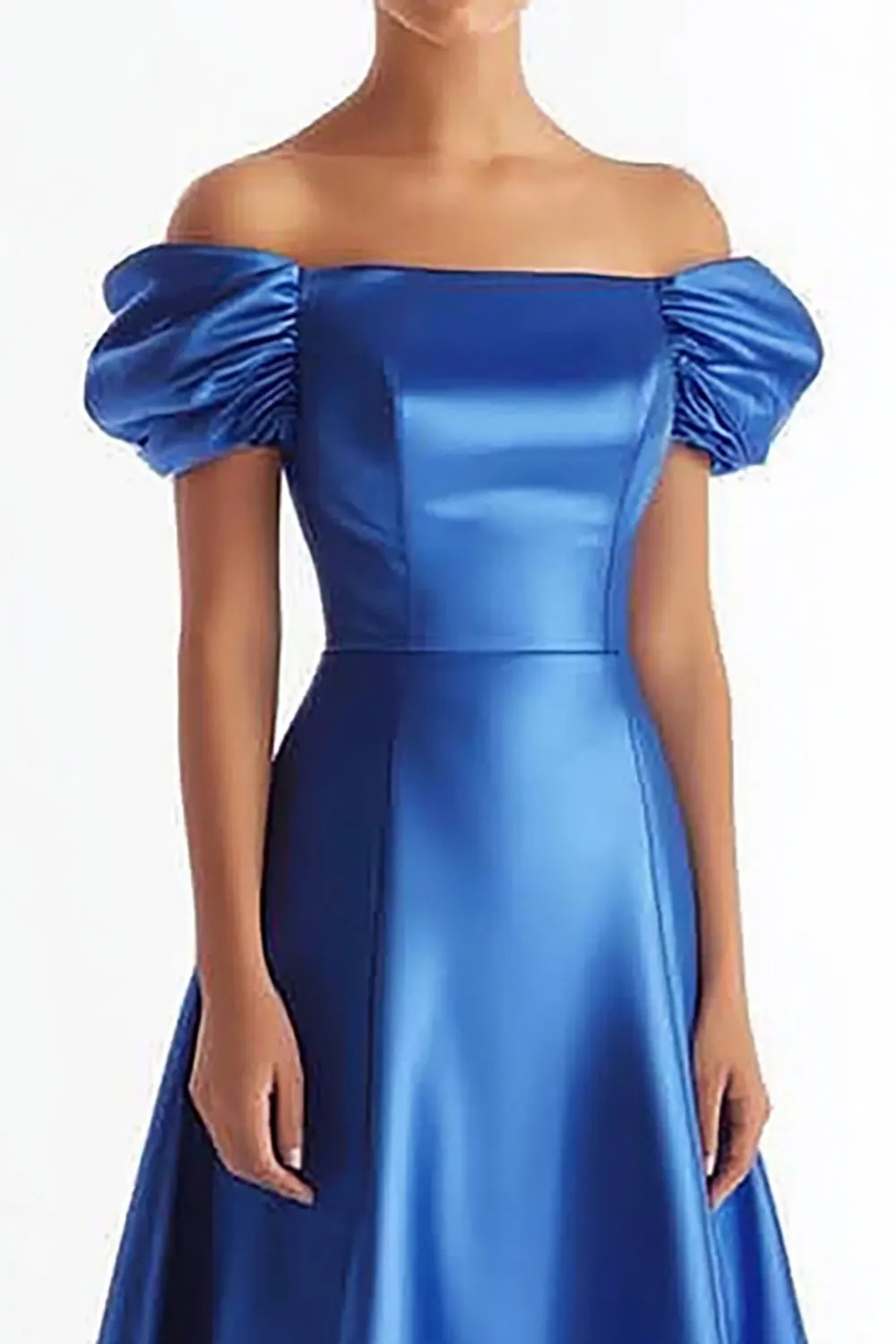 Royal Blue Off The Shoulder Satin Formal Dress sold by Zapaka product image thumbnail 2